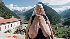 Busty vintage beauty shines in retro classy style