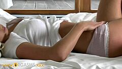 sexy blonde couple kisses and fingers to orgasm