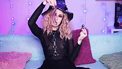 sexy witch indulges in anal play with dildo
