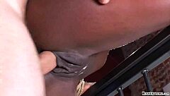 Employee Fucks Ebony Boss in Bondage