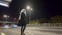 olivia the trans shemale flashes her dick and ass on the public street