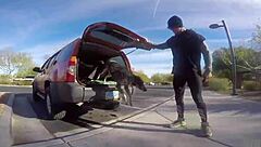 Outdoor cave blowjob