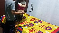 I found my mother-in-law recording erotic sex tape in my apartment then she asked for help to complete the homemade porn video