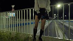 olivia the trans shemale flashes her dick and ass on the public street