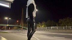 olivia the trans shemale flashes her dick and ass on the public street