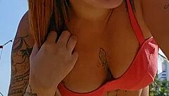 I'm recording a video on the beach to provoke the guys with flashing