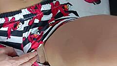 in this homemade scene, she teases her pussy with a 10-inch toy up close