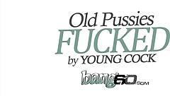 crazy red haired granny enjoys outdoors