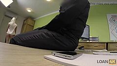 Loan4k negotiates with naked lingerie store owner for blowjob