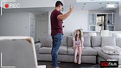 stepdaughter gags on stepdad's cock after boyfriend scare