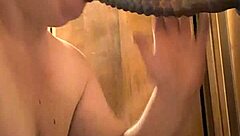 BBW gags on monster dildo