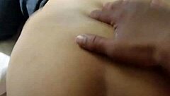 she's bent over in the public outdoor area, getting doggystyle as her big ass bounces and pussy gets pounded