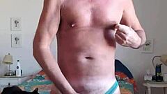 Is Pervy Papifachero Teasing His Big Daddy Boner in Turquoise Thong?