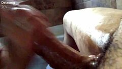 Mom gives handjob to big cock in bathtub