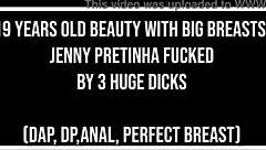 Can Jenny Pretinha handle three huge cocks?