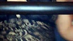 Tied girlfriend orgasms from fingering while watching monster cock videos?