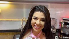 Intense kitchen sex with squirting Brazilian amateur