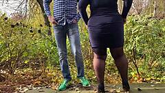 Watch mother-in-law peeing outdoors in stockings