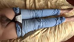 Stepson penetrates Latina MILF's ass during rest, delivering massive cumshot