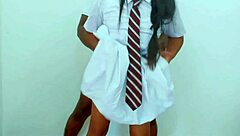 Afterschool, the cute couple fucks hard with handjob and riding in uniform.