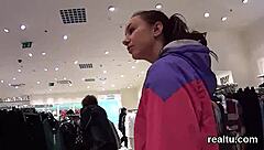 Stellar czech sweetie feels intense seduction in hypermarket, getting oral and poked