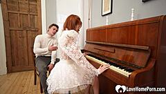 Redhead pianist bent over for doggystyle after practice.