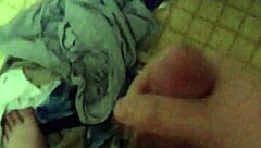 Pre-shower jerking off in the bathroom with cum