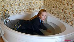 Horny Sophia Smith Shows Off Her Wet Panties In College Uniform.