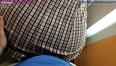 Public elevator blowjob facial cum walker