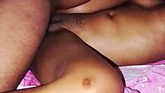 African teen enjoys hard morning sex.