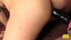 Girl nervous before first lesbian scene, orgasms calm her!