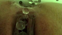 Squirting while pushing out those small eggs inside