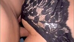 Beautiful latina squirts during interracial ebony black cock fucking in lingerie