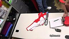 Chubby security guard fantasizes about threesome with sexy thieves