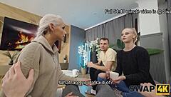 kinky couple fucks young girl while boyfriend watches