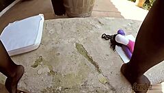 Milf Uses Dildo Outdoors For Intense Squirting