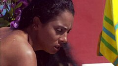 Interracial partner meets for poolside massage and fun