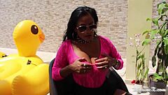 Mature Maxine Struggles With BBC Dildo In Her Asian Pussy