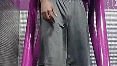 Skinny teacher works out with mature gym buddy