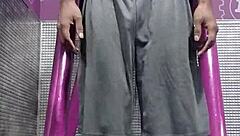 Skinny teacher works out with mature gym buddy