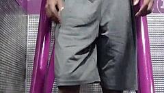 Skinny teacher works out with mature gym buddy