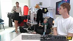 tutor4k slutty tutor with natural tits is enjoying 2 hard cocks during the lesson