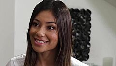 Sensual teen brunette Xxlayna Marie pours nuru gel and sucks Brad Sterling intensely