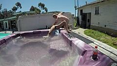 Dayanara Naked in Hot Tub Gagging on Cock