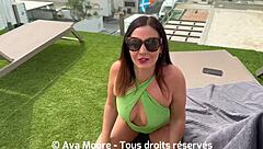 Brunette Fucks Pussy with Bottle and Drinks Cum