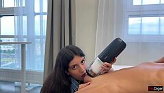 Brunette Babe Receives Powerful Cumshot From Svakom Alex Neo 2 Toy.