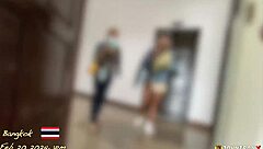 I creampie the young Thai MILF in bodysuit after doggystyle and blowjob