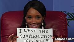 Slutty hottie swallows all semen from facial.