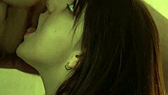 Curvy babe gives careless blowjob in bukkake side view