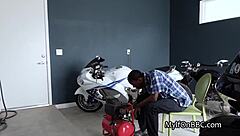 bbc between big boobies to fix her car!